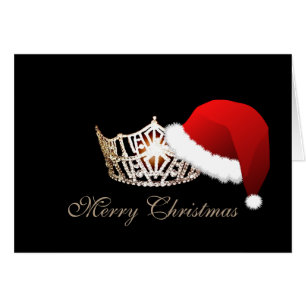 Carte de Noël de style de Miss America Santa Hat C