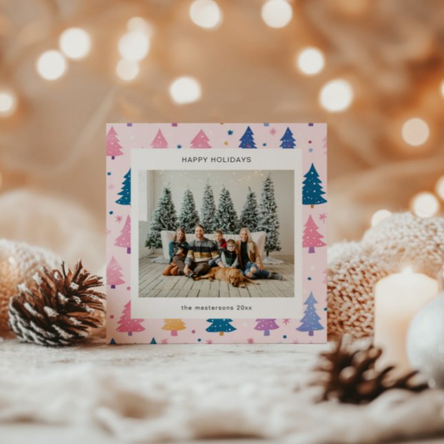 Carte de Noël de style dessin animé avec arbres de (Créateur téléchargé)