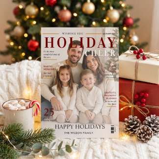 Carte de Noël de style magazine avec photo de vaca