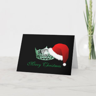 Carte de Noël de style Miss America Santa Hat Crow
