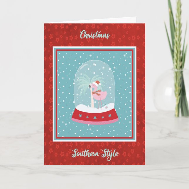 Carte de Noël de style Sud avec Flamant rose (Devant)