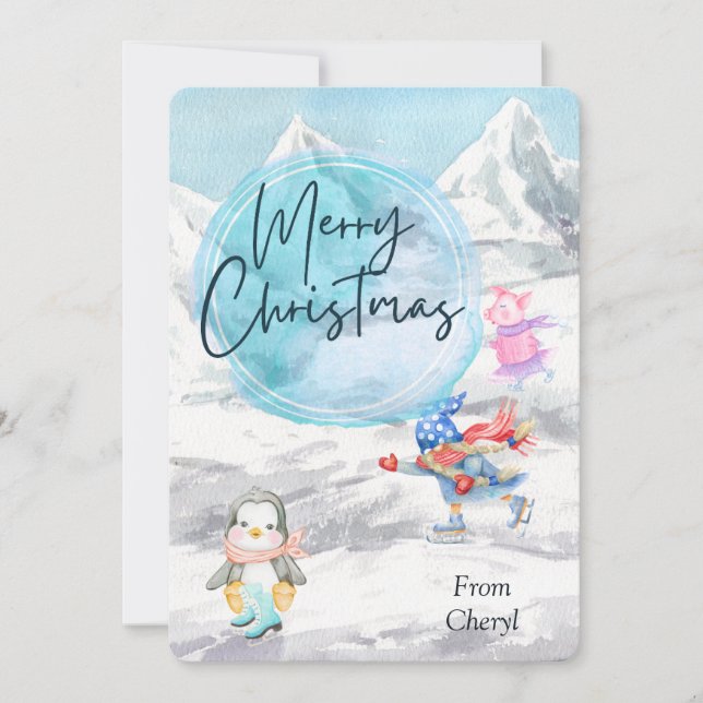 Carte de Noël de vacances Watercolor (Devant)