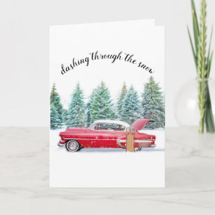 carte de Noël de voiture classique personnalisée