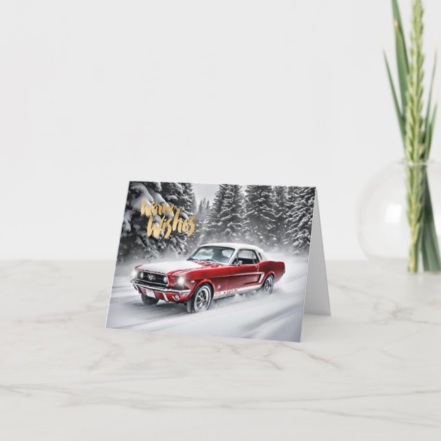 Carte de Noël de voiture musculaire. (Devant)