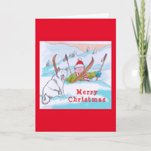 Carte de Noël de voyage de ski Doggy