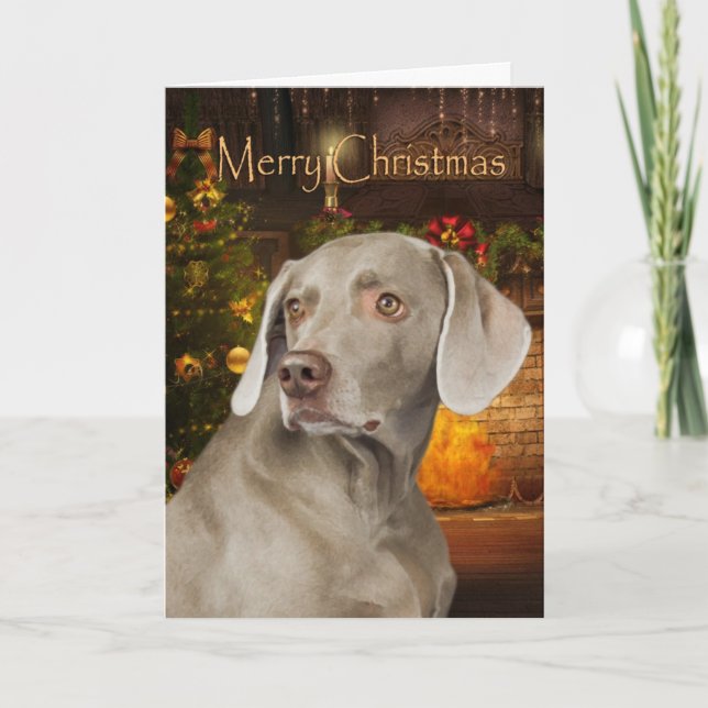 Carte de Noël de Weimaraner (Devant)
