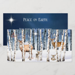 Carte de Noël Deer Family Winter Woods