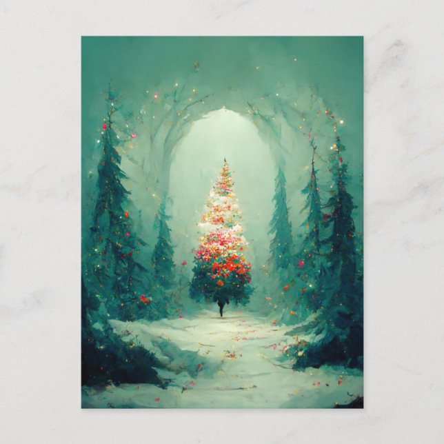 Carte de Noël d'entreprise avec arbre et logo (Devant)