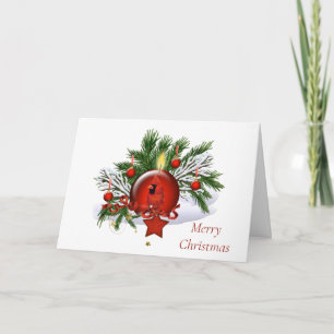 Carte de Noël d'entreprise avec bougie et ornement