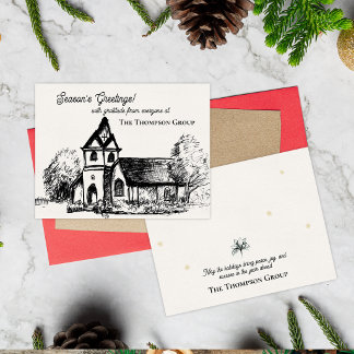 Carte de Noël d'entreprise élégante de l'église de