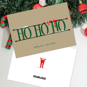 Carte de Noël d'entreprise Green & Tan Elf Shenani