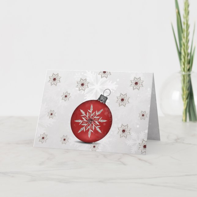 carte de Noël d'entreprise rouge argent festif (Devant)