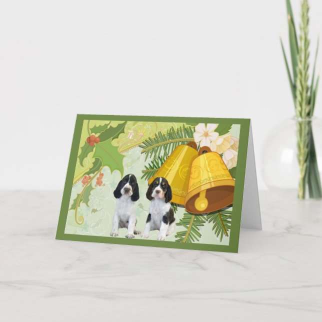 Carte de Noël d'épagneul de springer anglais Bells (Devant)