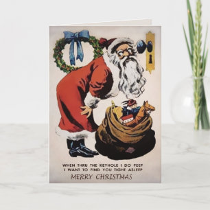 Carte de Noël déplaisant Peeping Père Noël