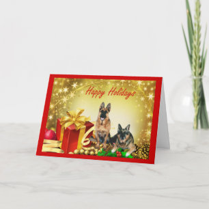 Carte de Noël des bergers allemands