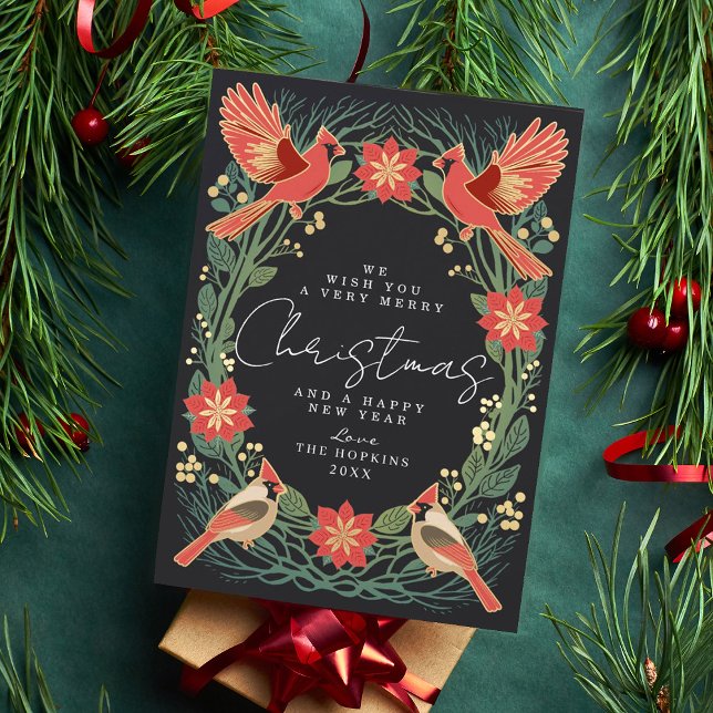 Carte de Noël des cardinaux rustiques enchantés (Créateur téléchargé)