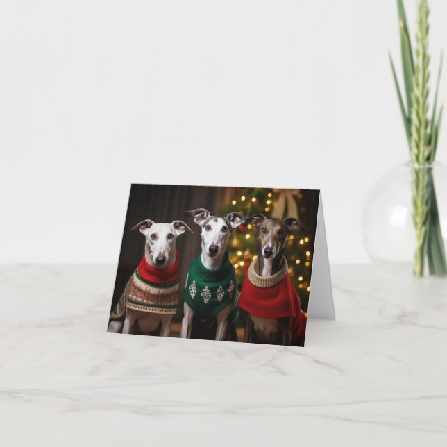 Carte de Noël des Chiens de Greyhound (Devant)
