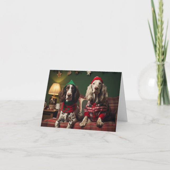 Carte de Noël des Chiens de Setter anglais (Devant)