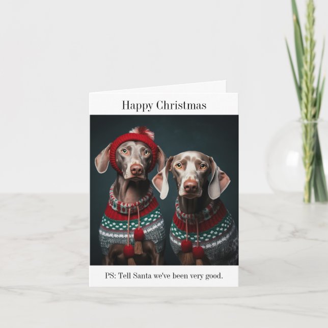 Carte de Noël des chiens Weimaraner (Devant)