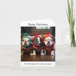 Carte de Noël des chiots Bulldog anglais
