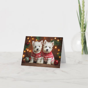 Carte de Noël des Chiots Terrier de West Highland