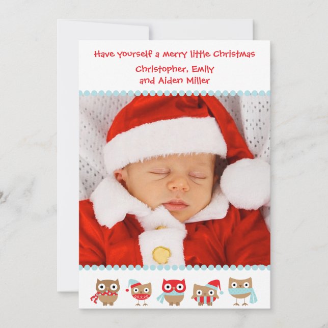 Carte de Noël des chouettes (Devant)