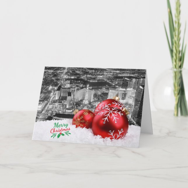 Carte de Noël des décorations rouges de Las Vegas (Devant)
