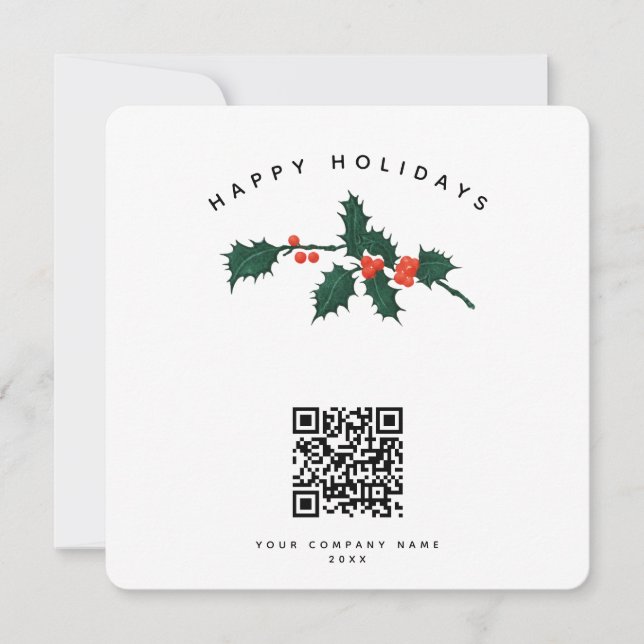 Carte de Noël des entreprises de vacances QR Code (Devant)