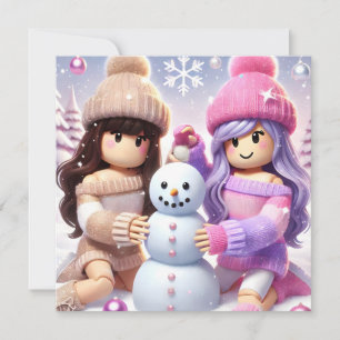 Carte de Noël des jolies filles de Robloxo