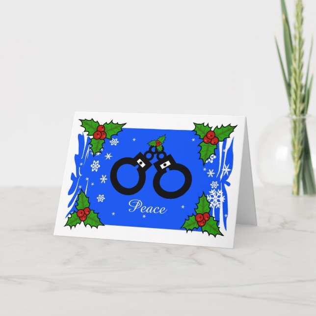 Carte de Noël des menottes de vacances de la polic (Devant)
