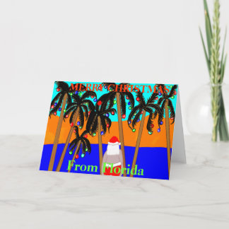 Carte de Noël des palmiers père Noël de la Floride