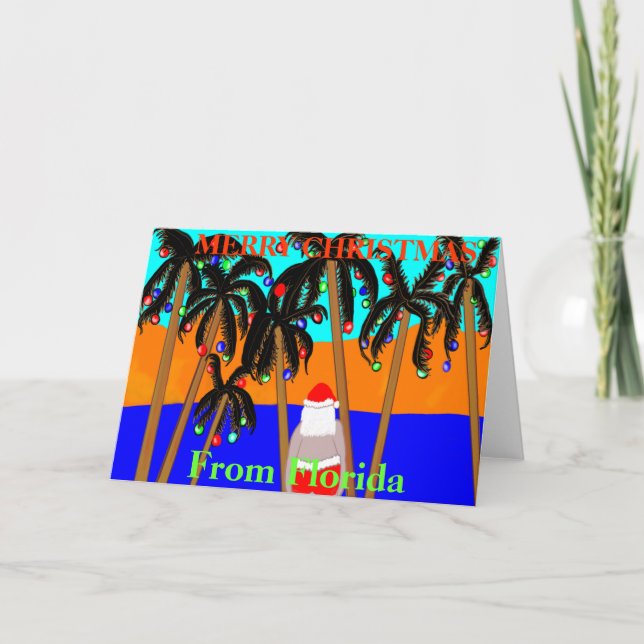 Carte de Noël des palmiers père Noël de la Floride (Devant)