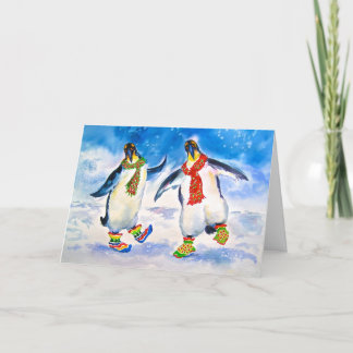Carte de Noël des pingouins cool