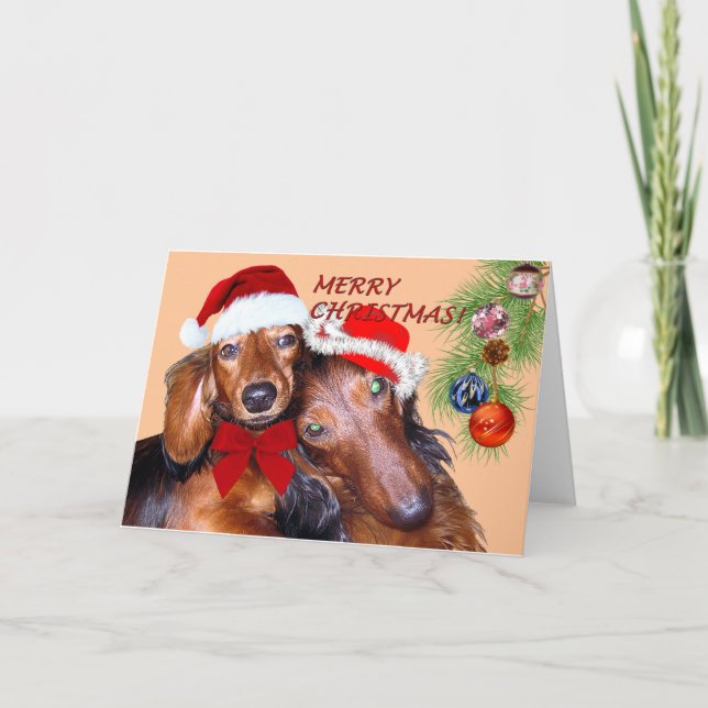 Carte de Noël design Dachshund (Devant)