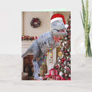 Carte de Noël Dinosaur pliée