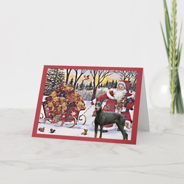Carte de Noël Doberman Pinscher Père Noël Bears (Devant)