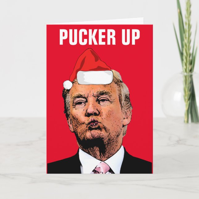 CARTE DE NOËL "DONALD TRUMP BAISER "REMBOURRER" (Devant)