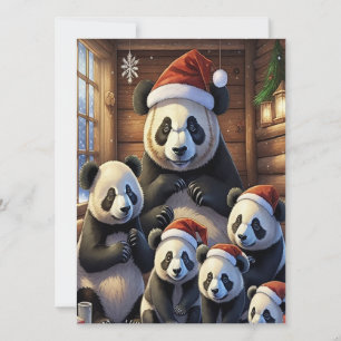 Carte de Noël d'ours pandas