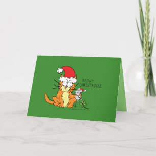 Carte de Noël drôle de chat et souris Meowy Christ