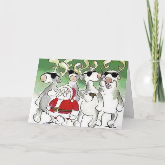 Carte de Noël drôle de renne de service secret de (Devant)