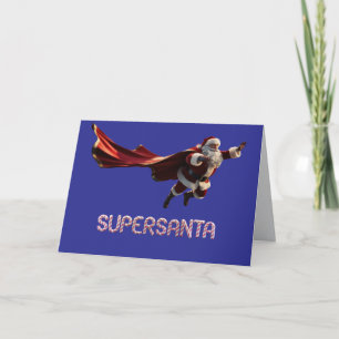 Carte de Noël drôle de super-héros du Père Noël