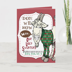 Carte de Noël drôle de T-shirt moche Meh Chèvre Fê