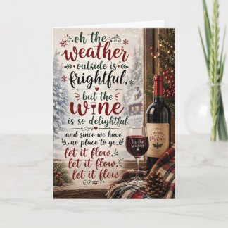 Carte de Noël drôle de vin Laissez-le couler