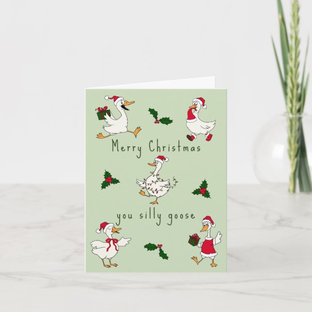 Carte de Noël drôle d'oie de Noël Silly Goosmas (Devant)