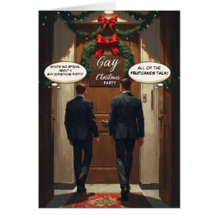 Carte de Noël drôle gay : Fête de bûche de Noël pa