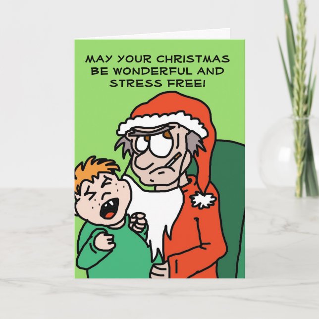 Carte de Noël drôle grincheuse de Père Noël (Devant)