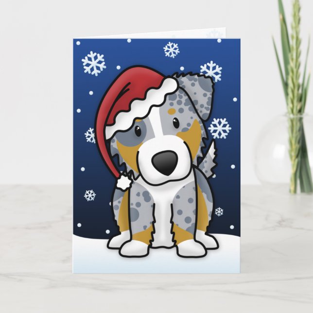 Carte de Noël du berger australien Kawaii Merle (Devant)