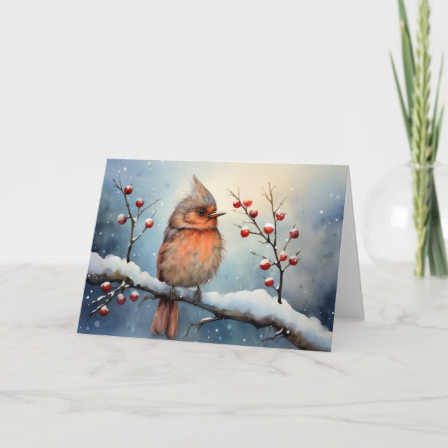 Carte de Noël du cardinal lunatique (Devant)