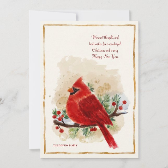 Carte de Noël du cardinal rouge (Devant)