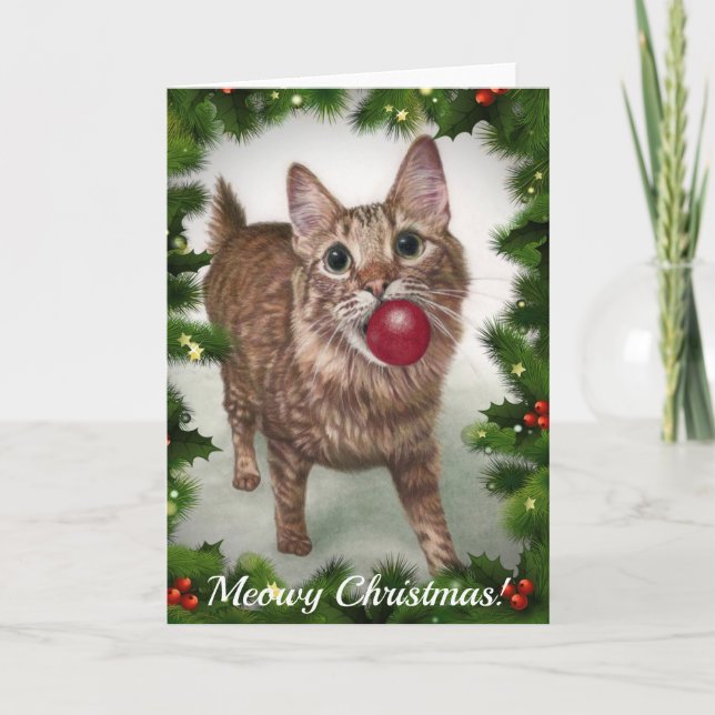 Carte de Noël du chat (Devant)